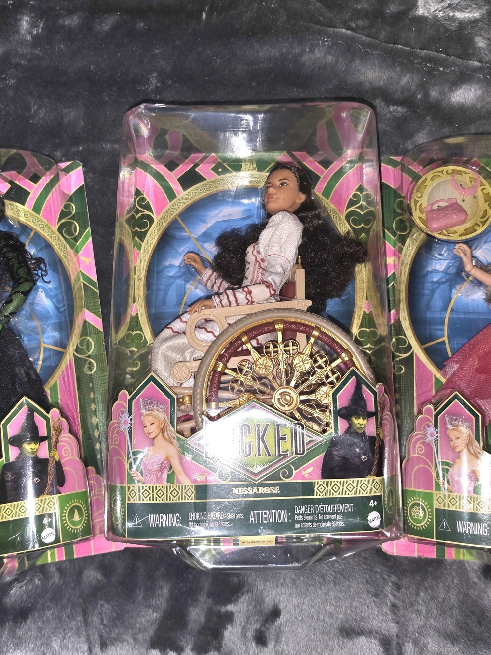 Mattel Nessarose Doll in White Outfit with Gold and Brown Wheelchair